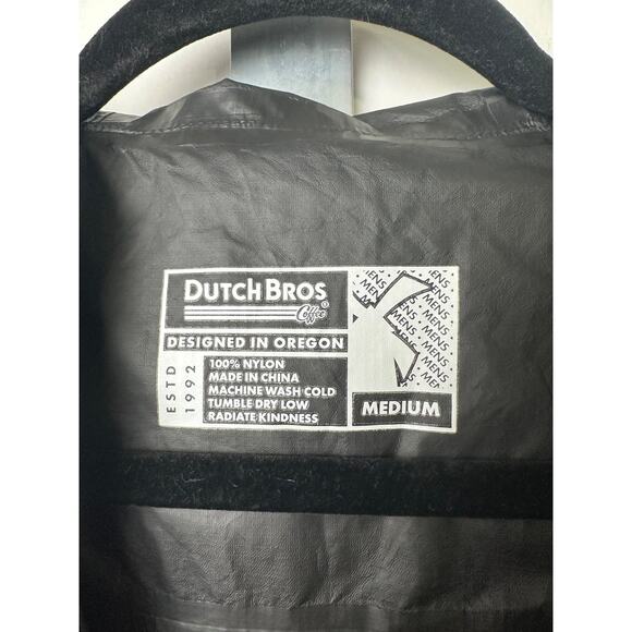 Dutch Bros Mens Medium M Nylon Hooded Employee Jacket Full Zip Windbreaker D8 - Picture 3 of 8